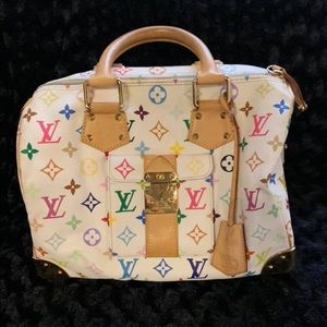 Louis Vuitton white multicolor speedy 30